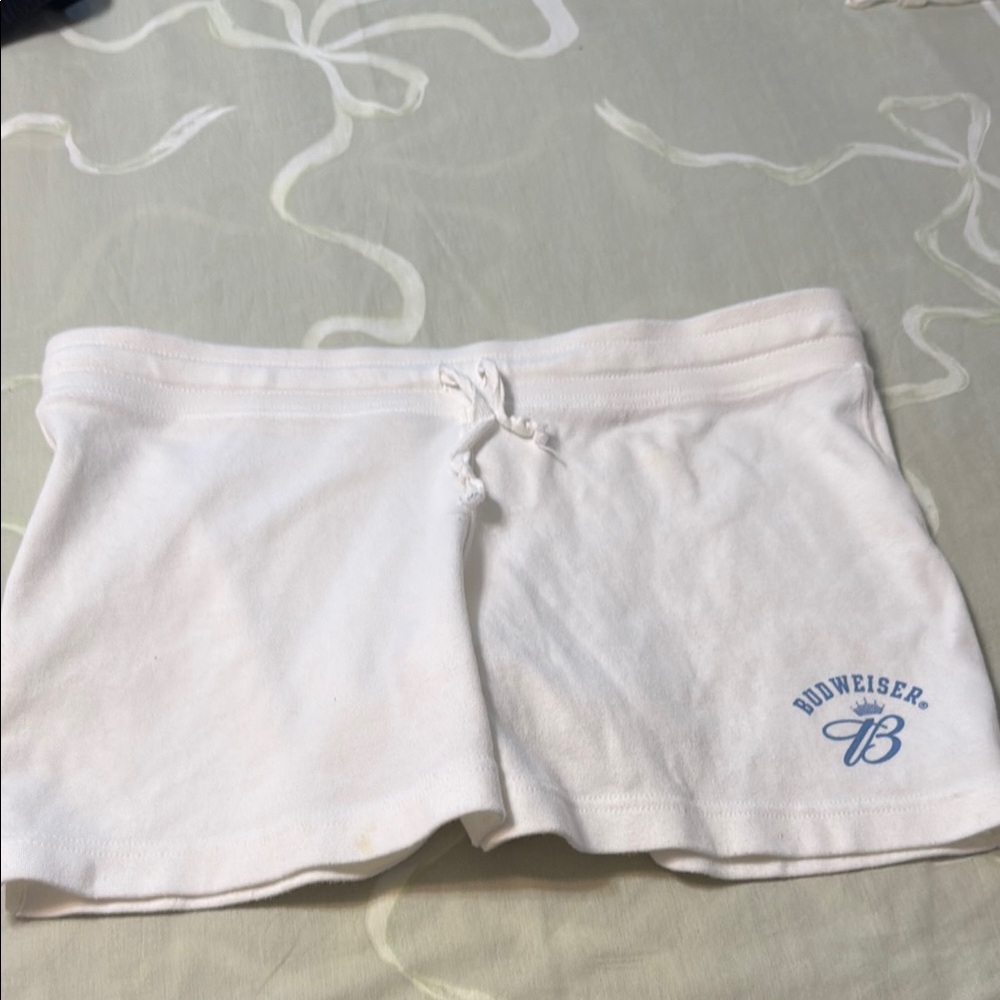 Budweiser White Athletic Shorts Lightweight Comfort as seen in PacSun